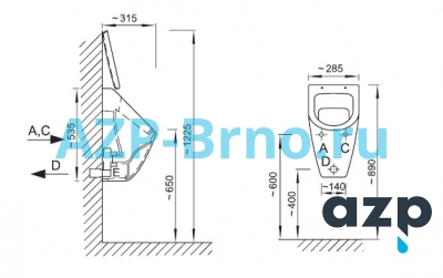 Писсуар SUBWAY (САБВЭЙ) Villeroy&Boch с крышкой с автоматическим смывом INTELLIGENT IQ AUP 33 AZP Brno Чехия (фото, схема) Писсуар SUBWAY (САБВЭЙ) Villeroy&Boch с крышкой с автоматическим смывом INTELLIGENT IQ AUP 33 AZP Brno Чехия (фото, схема)